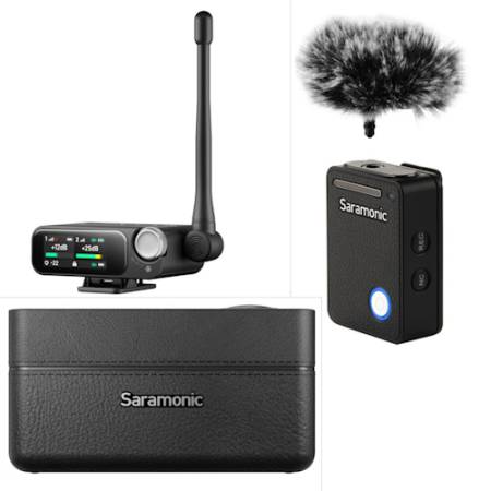 Saramonic Ultra 01 - zestaw bezprzewodowy audio, 32-bit, 2.4GHz, czarny_Nadajnik, odbiornik i etui ładujące_2